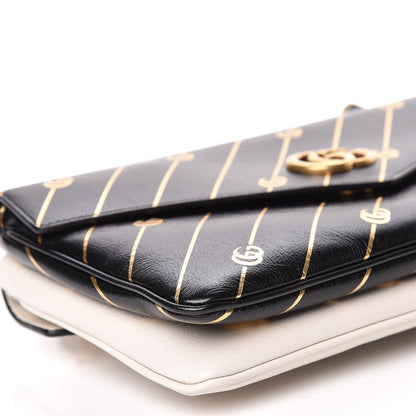 Gucci Calfskin Diagonal GG Medium Thiara Double Envelope Shoulder Bag Black White 7 of 13