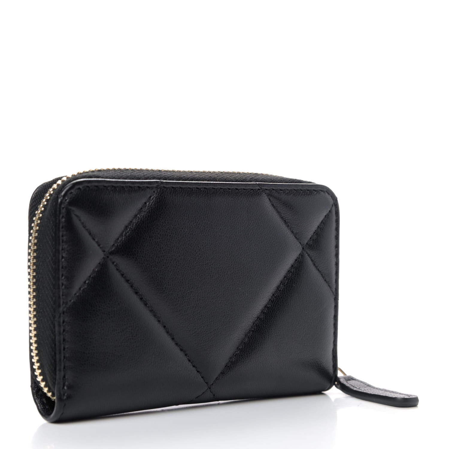 Chanel Lambskin Quilted Chanel 19 Zip Around Coin Purse Wallet Black 2 of 4