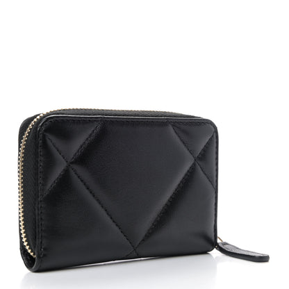Chanel Lambskin Quilted Chanel 19 Zip Around Coin Purse Wallet Black 2 of 4