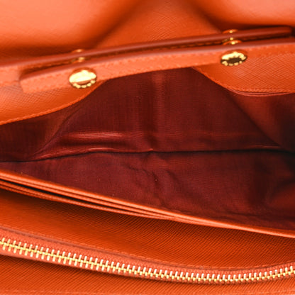 Prada Saffiano Metal Oro Chain Wallet Papaya 9 of 15