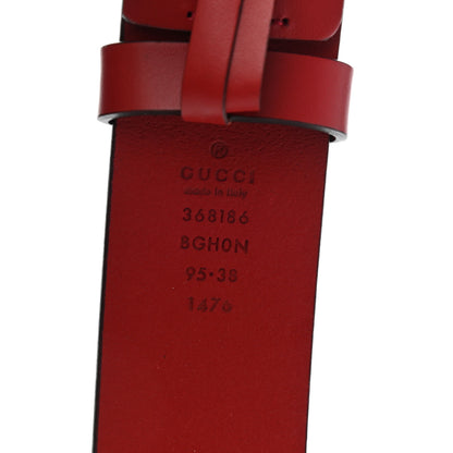 Gucci Selleria Calfskin Nickel Interlocking G 37mm Belt 95 38 Rosso 3 of 5