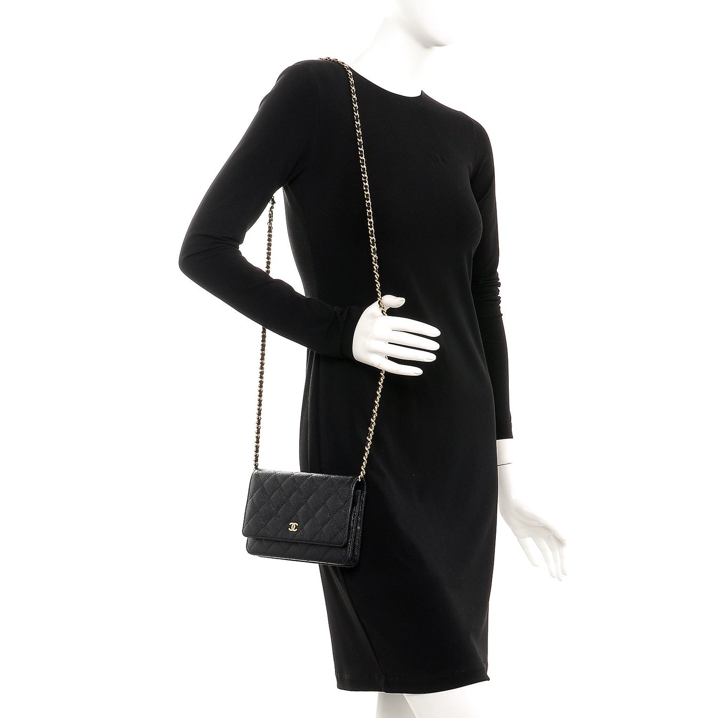 Caviar Quilted Wallet On Chain WOC Black