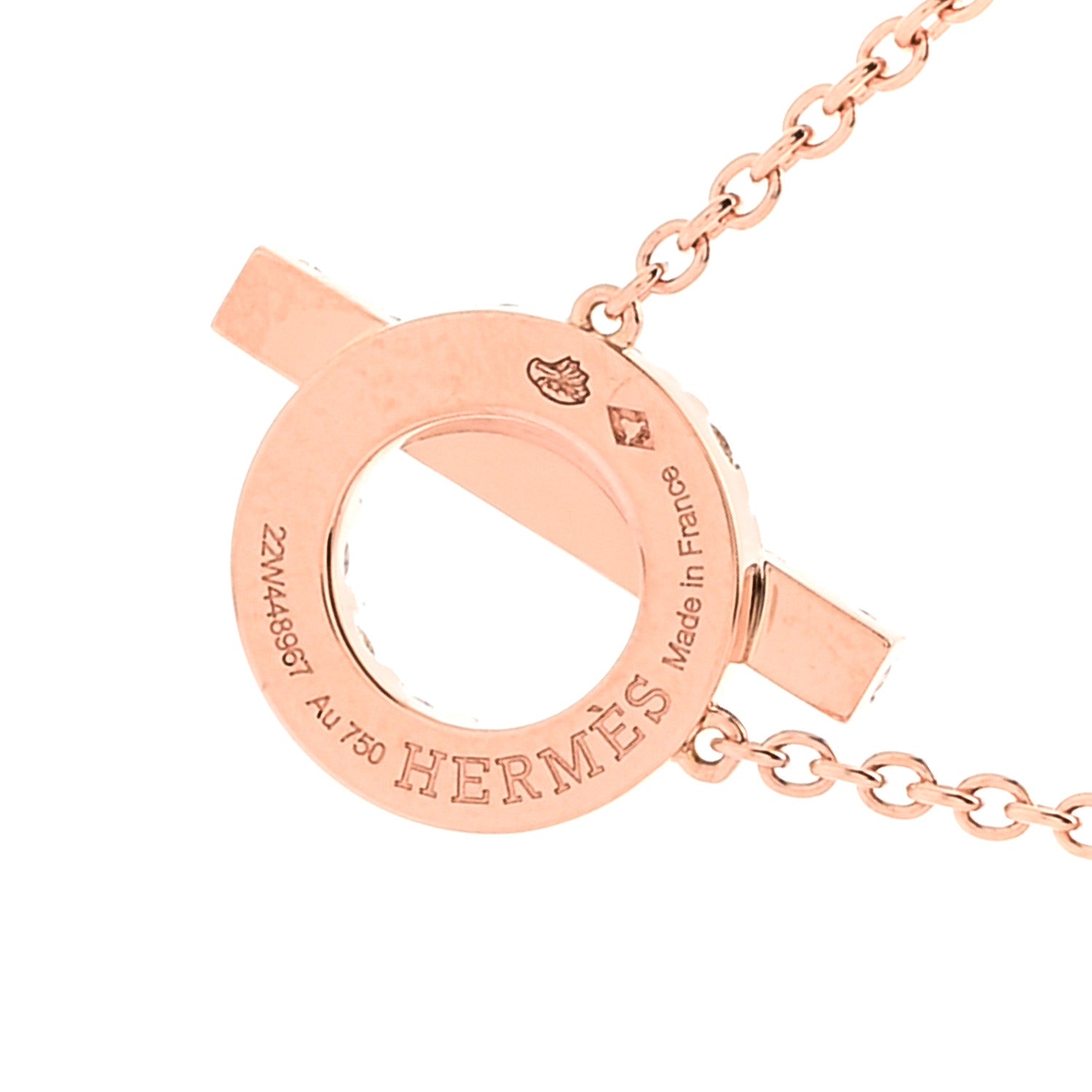 Hermes 18K Rose Gold Diamond Finesse Pendant Necklace 5 of 6
