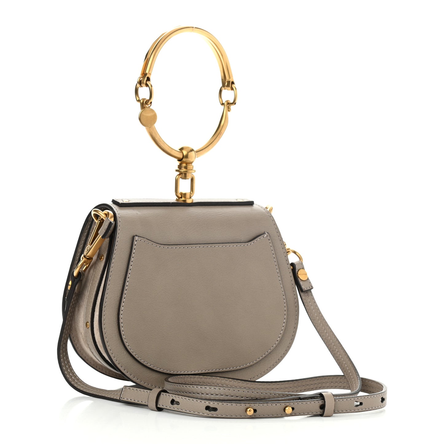 Calfskin Suede Small Nile Bracelet Bag Motty Grey