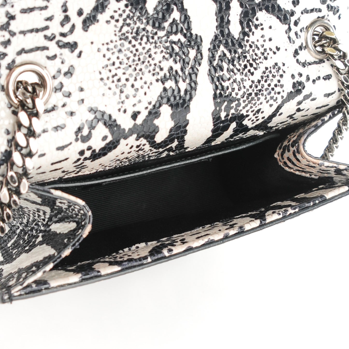 Python Small Monogram Kate Tassel Satchel Black White