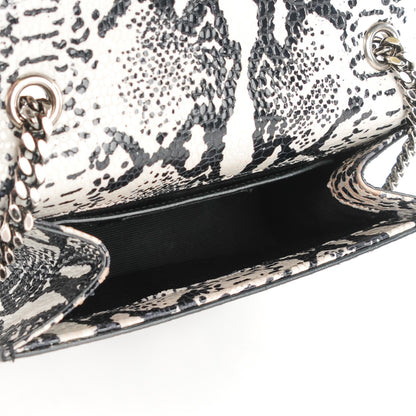 Saint Laurent Python Small Monogram Kate Tassel Satchel Black White 5 of 6