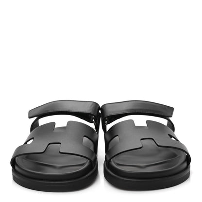 Hermes Calfskin Womens Chypre Sandals 40.5 Black 2 of 9