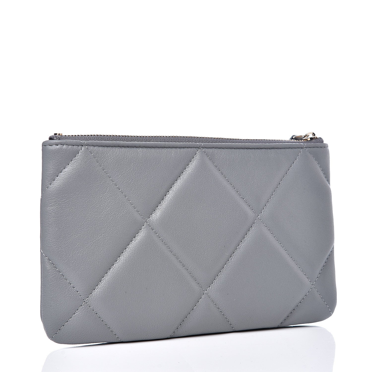 Chanel Goatskin Quilted 19 Cosmetic Case Grey 2 of 8