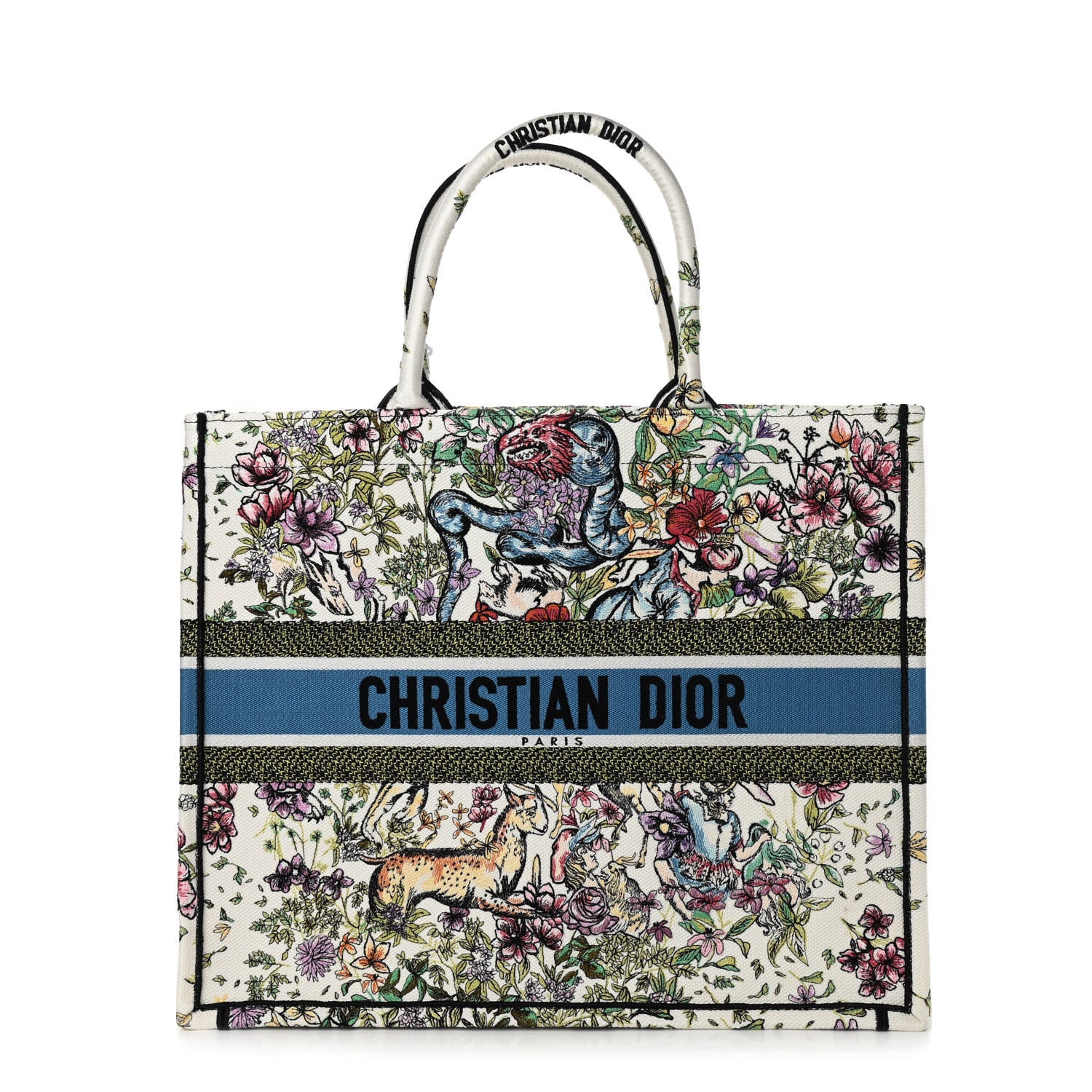 Christian Dior Canvas Embroidered Large D-Constellation Book Tote Latte Multicolor 1 of 13