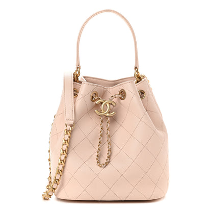 Chanel Caviar Quilted Fashion Therapy Bucket Drawstring Bag Beige 1 of 6