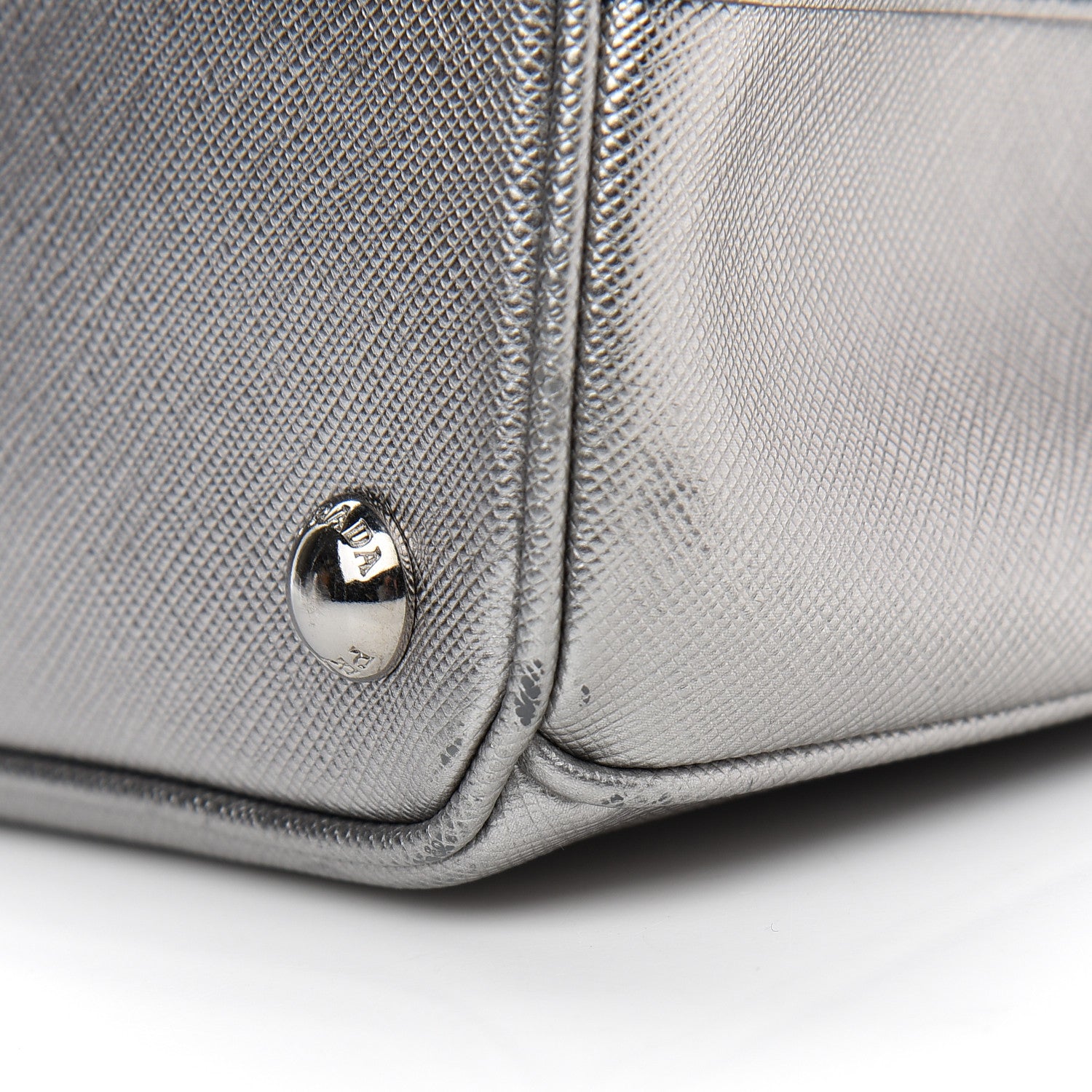 Prada Metallic Saffiano Small Galleria Double Zip Tote Cromo 12 of 12