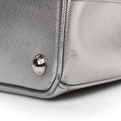 Prada Metallic Saffiano Small Galleria Double Zip Tote Cromo 12 of 12
