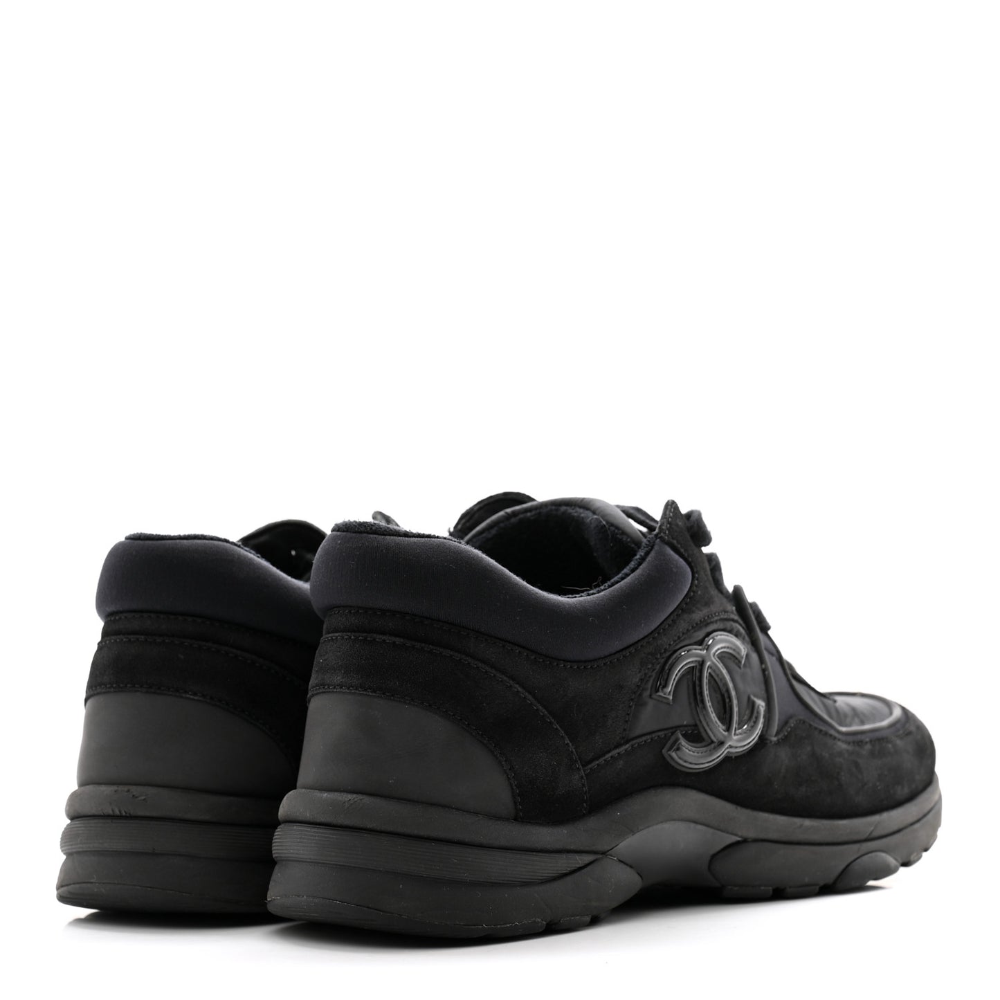 Fabric Calfskin Suede CC Sneakers 38 Black