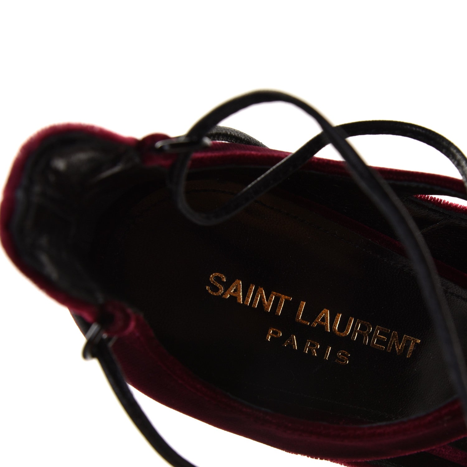 Saint Laurent Velluto Master Lace Up Tribute 105 Platform Sandals 36.5 Burgundy 7 of 13