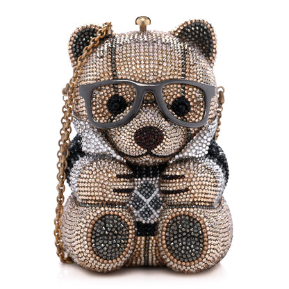 Judith Leiber Crystal Spencer Teddy Bear Minaudiere Clutch Gold Brown 3 of 16