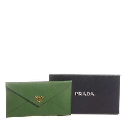 Prada Saffiano Metal Envelope Wallet Larice 6 of 10