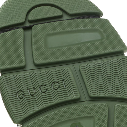 Gucci X SEGA Mesh Suede Calfskin Removable Crystals Mens Flashtrek Sneakers 7 Loess Black Olive Green 8 of 14