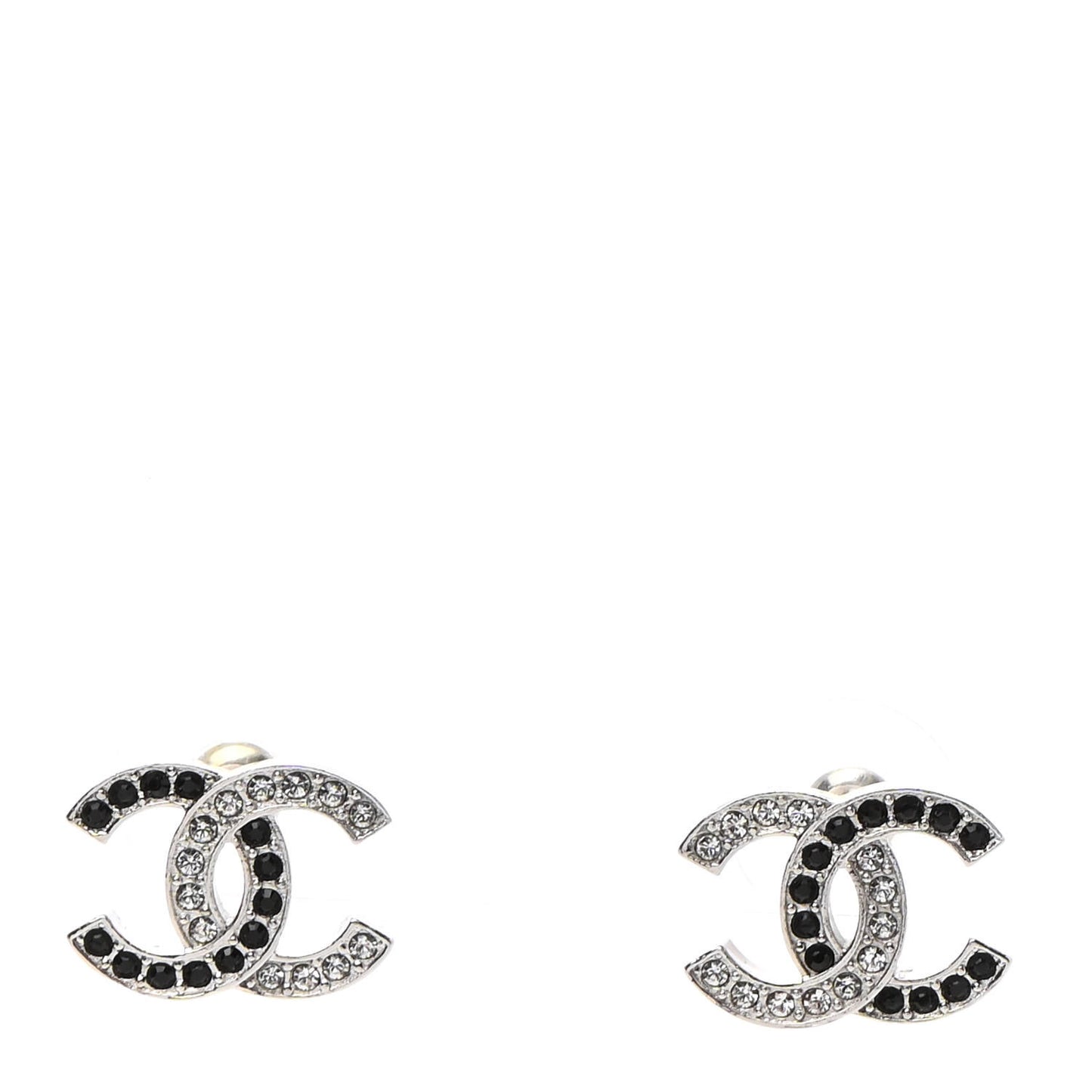 Crystal CC Earrings Silver Black