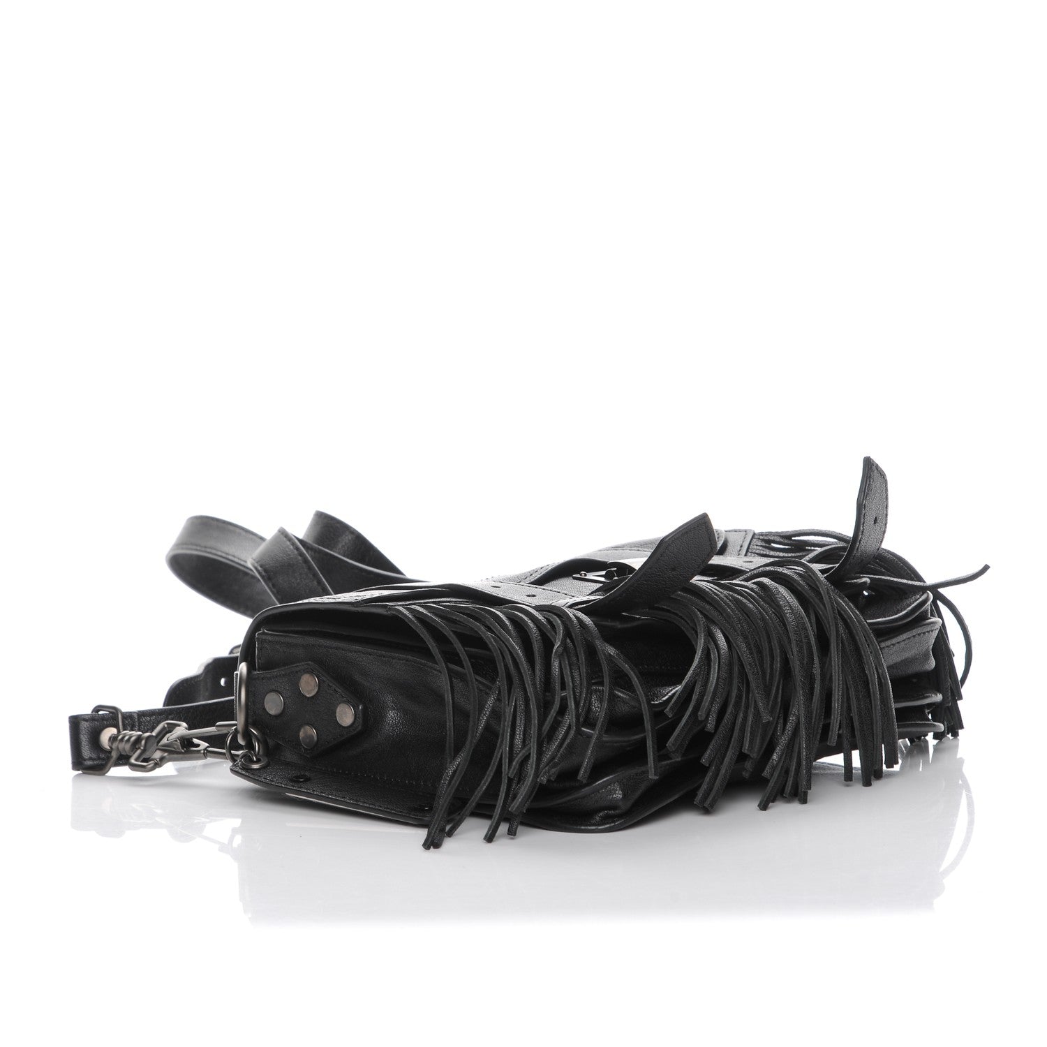 Proenza Schouler Lambskin Fringe PS1 Crossbody Pouch Black 4 of 8