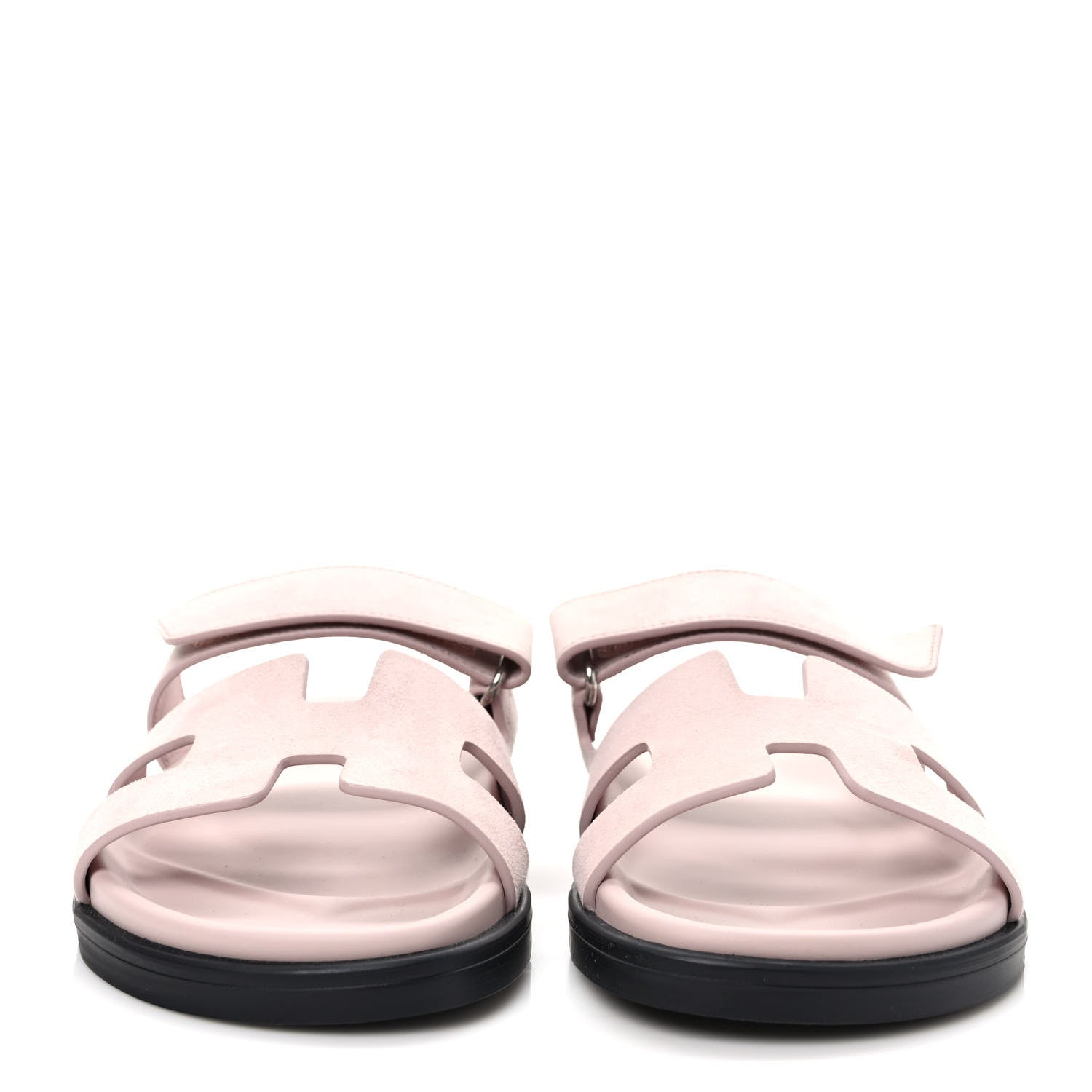 Hermes Suede Goatskin Womens Chypre Sandals 37.5 Rose Porcelaine 2 of 9
