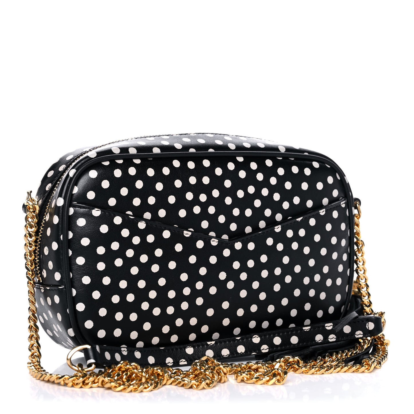 Calfskin Printed Polka Dot Mini Lou Camera Bag Black Crema Soft