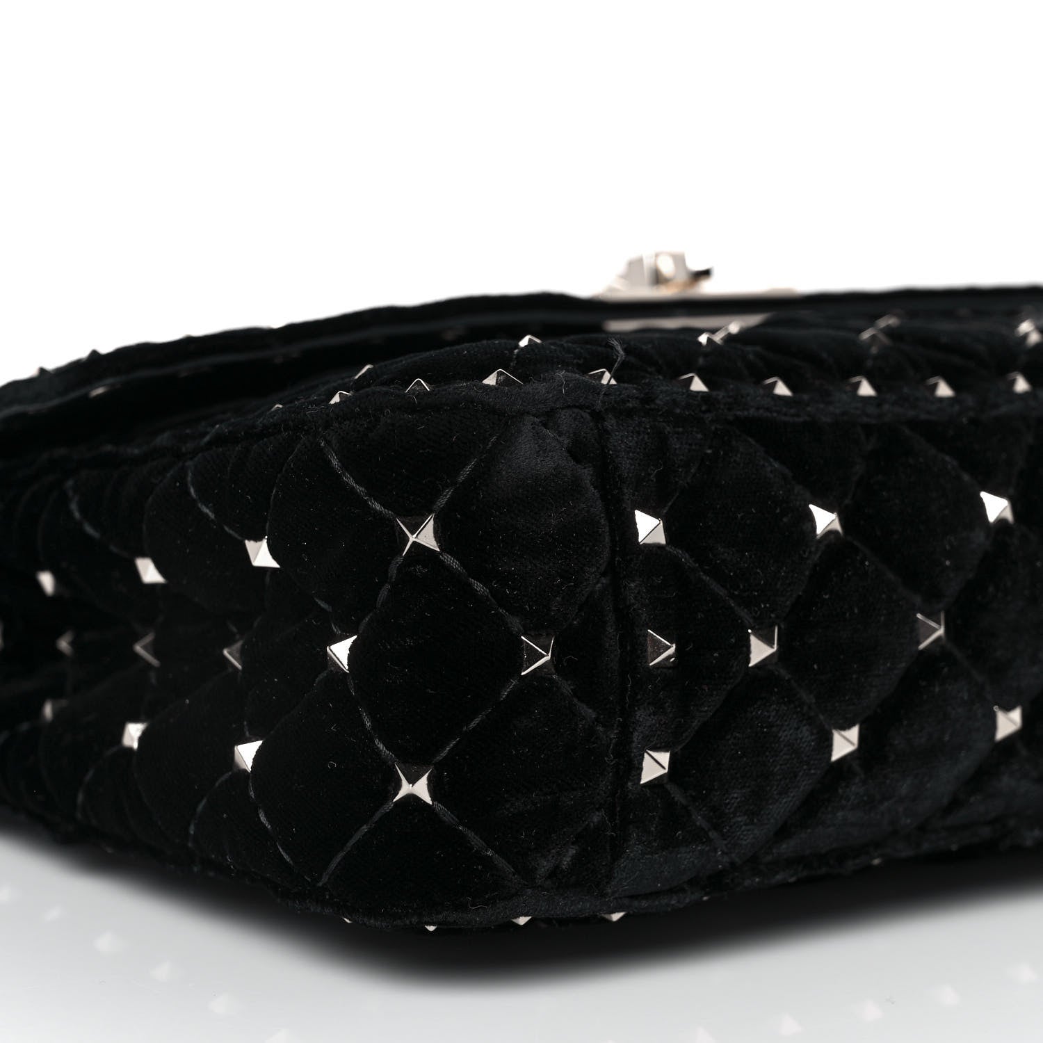 Valentino Garavani Velvet Medium Rockstud Spike Shoulder Bag Black 6 of 8