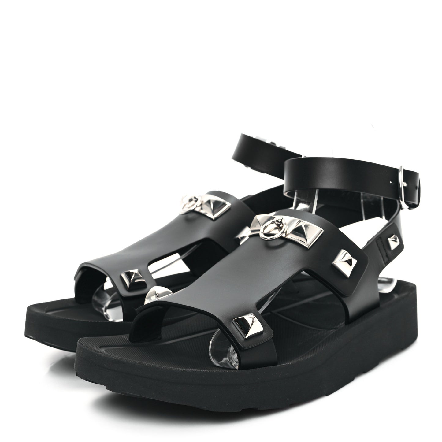 Calfskin Medor Studded Womens Intuition Sandals 38.5 Black