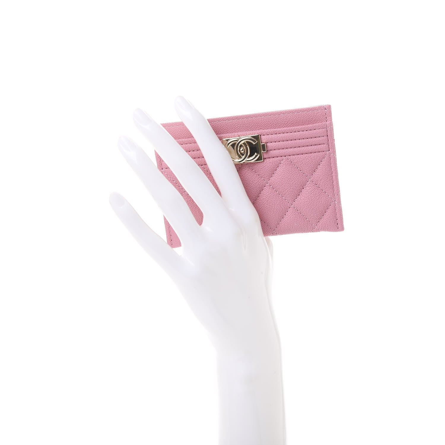 Chanel Caviar Quilted Boy Card Holder Light Pink 2 of 12