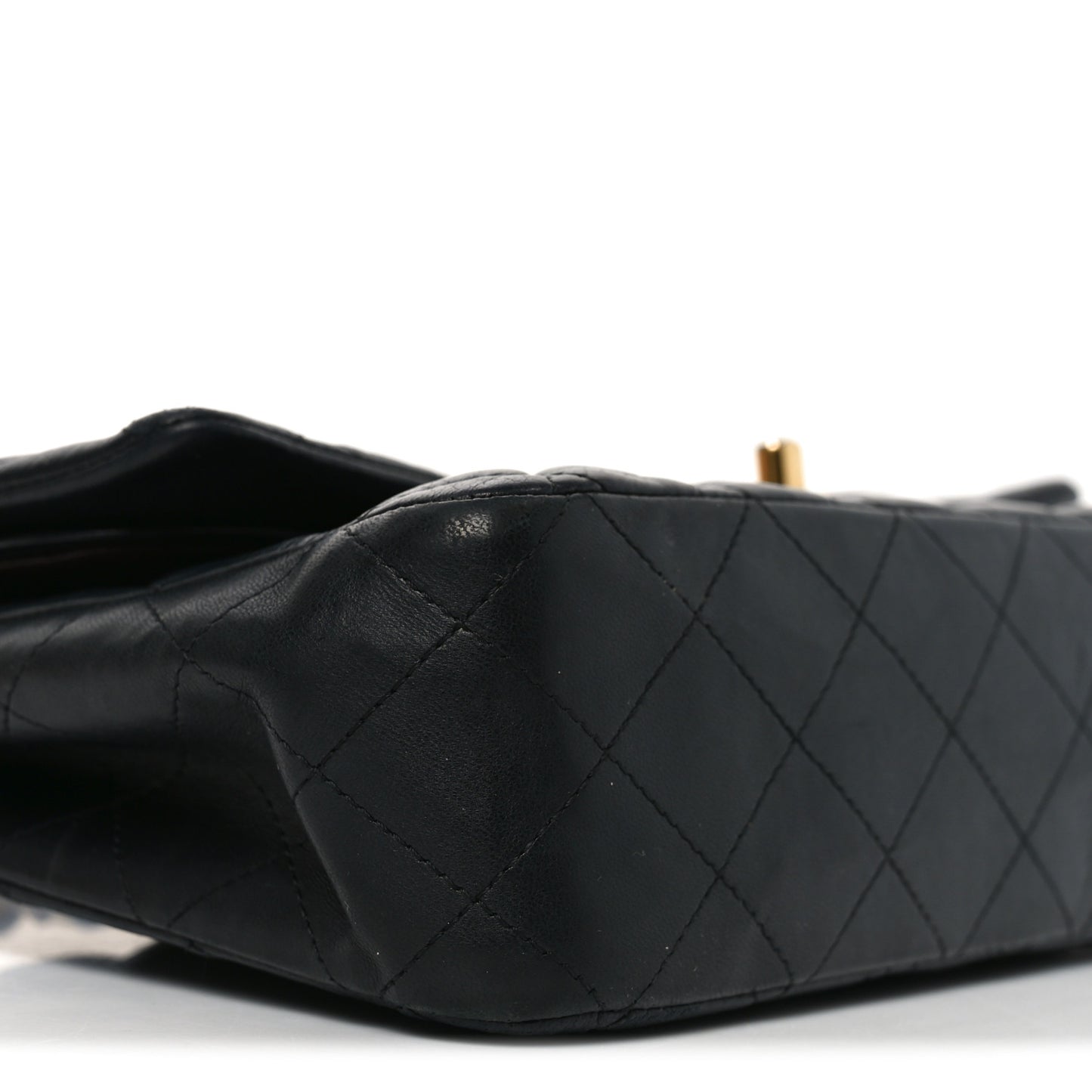 Lambskin Quilted Medium Double Flap Black
