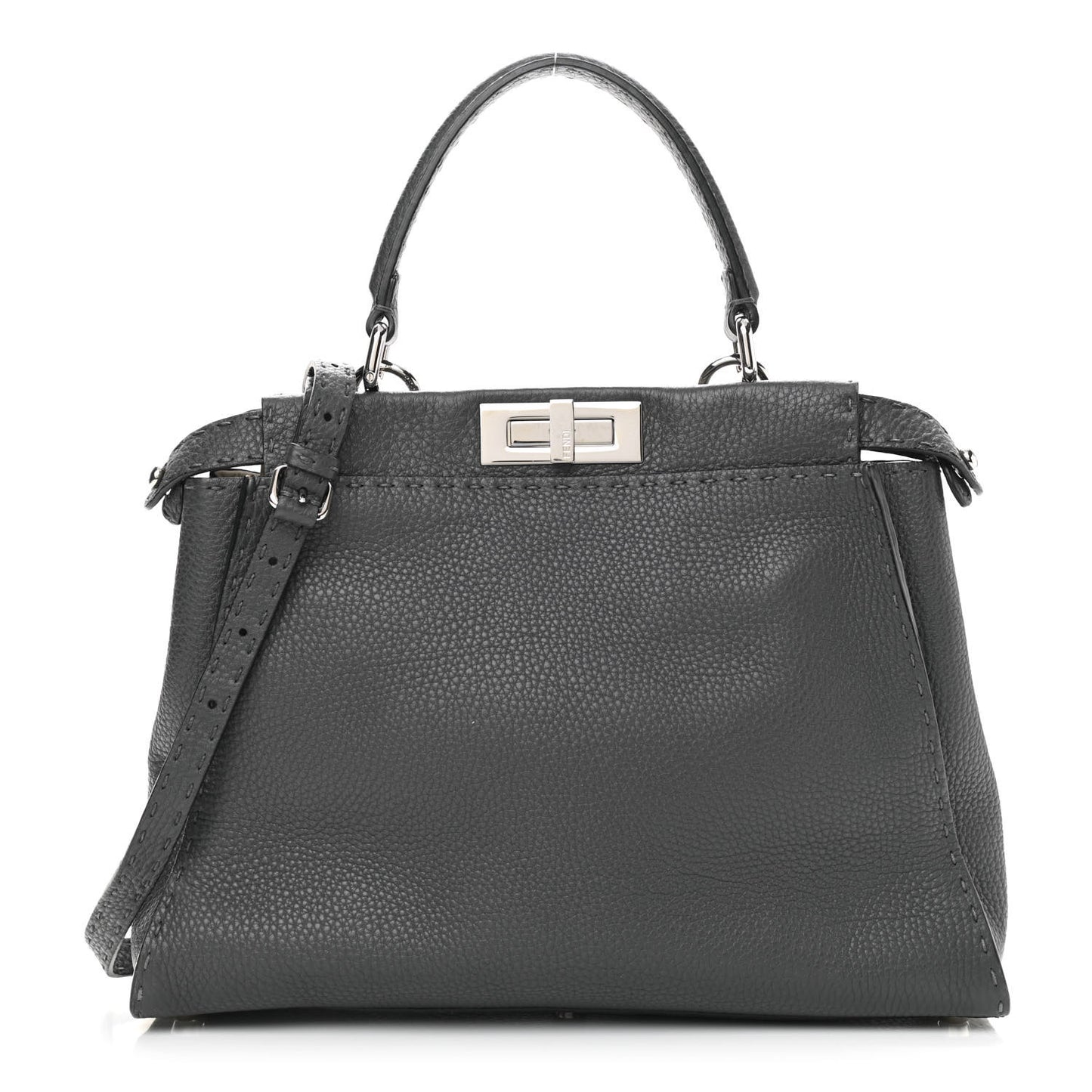 Cuoio Romano Selleria Bi-Color Medium Peekaboo Iconic Satchel Asfalto Latte
