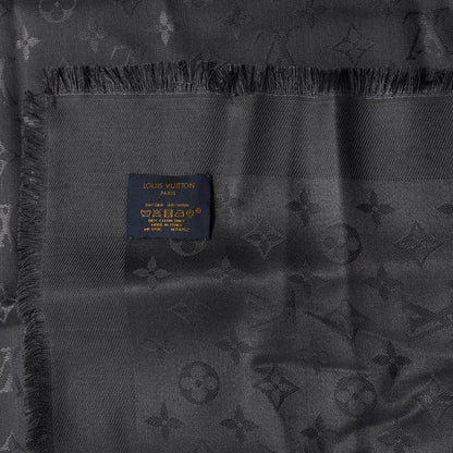 Louis Vuitton Silk Wool Monogram Shawl Charcoal Grey 3 of 3