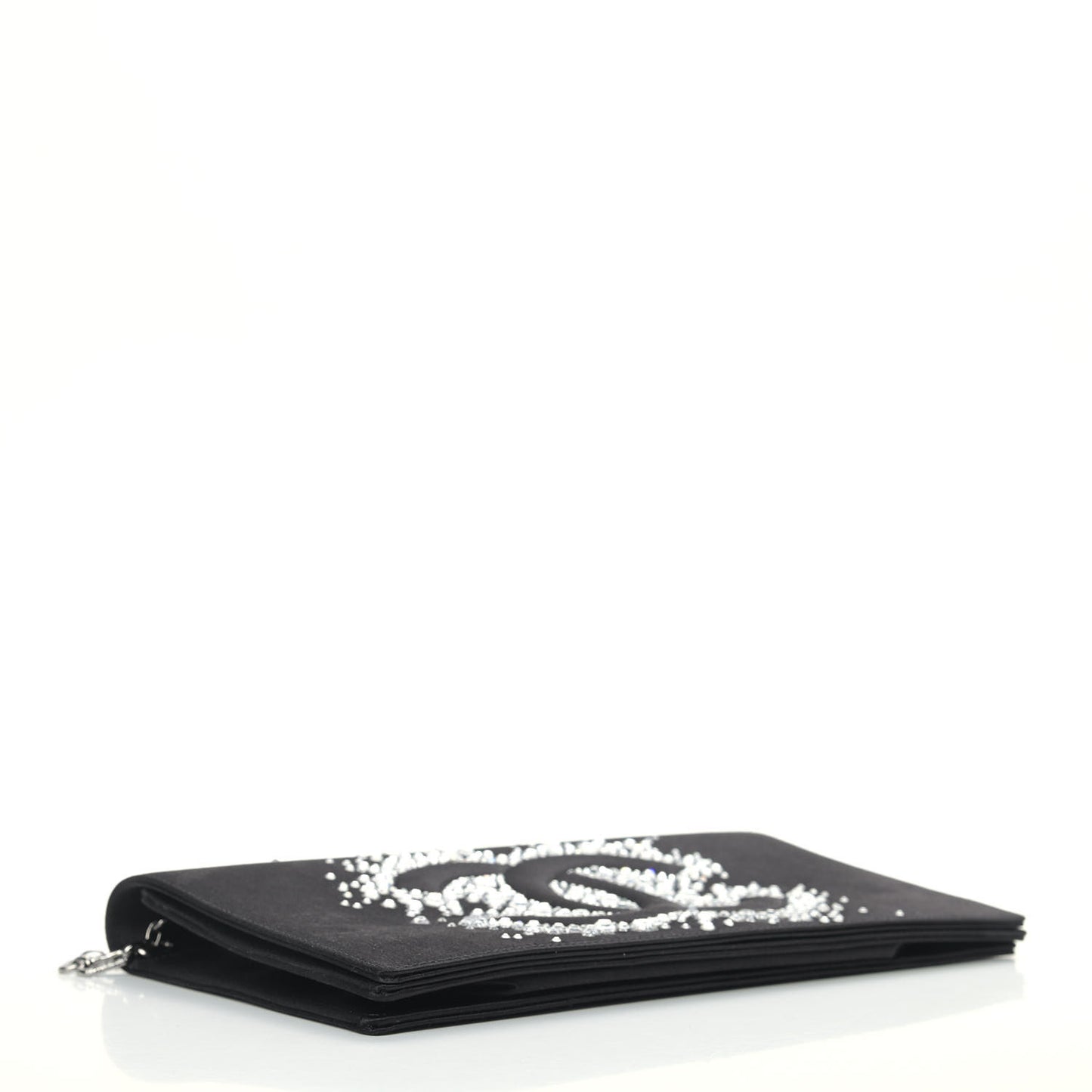 Satin Diamante Evening Clutch Bag Black