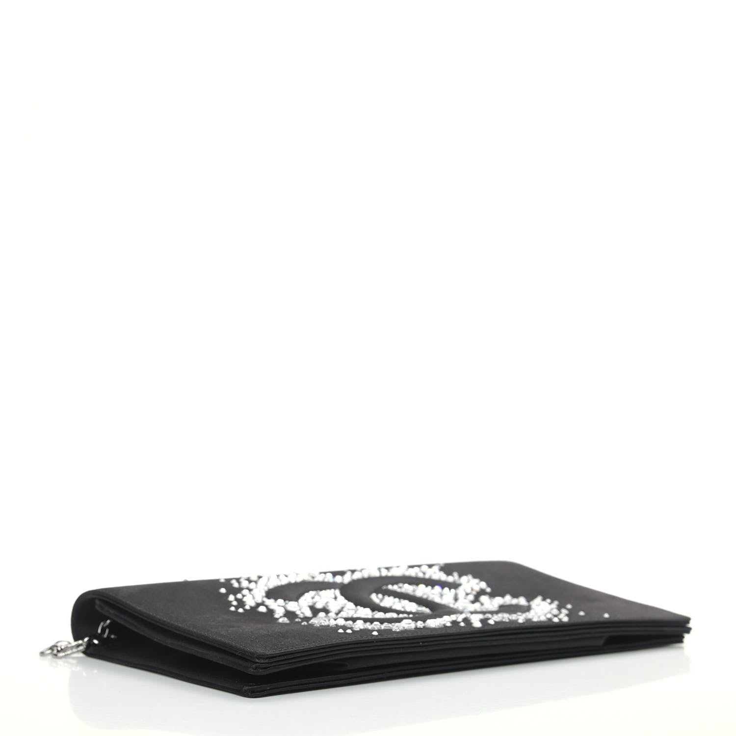 Chanel Satin Diamante Evening Clutch Bag Black 3 of 9