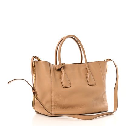 Prada Vitello Daino Front Pocket Shopping Tote Noisette 3 of 9