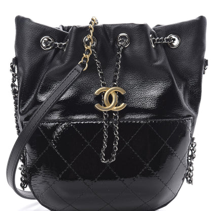 Chanel Patent Goatskin Quilted Small Gabrielle Bucket Black 9 of 12