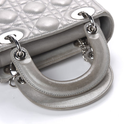 Christian Dior Metallic Lambskin Cannage Mini Lady Dior Grey 8 of 12