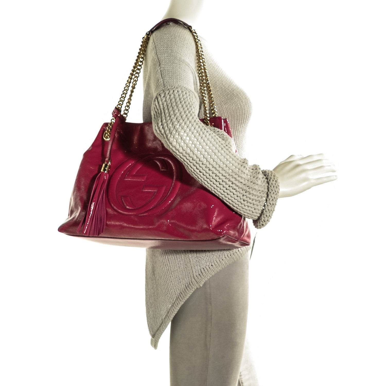 Gucci Vernice Naplack Medium Soho Chain Shoulder Bag Bright Bouganville 2 of 7