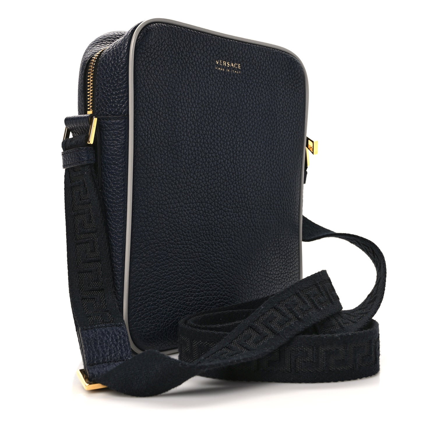 Grained Calfskin Pop Medusa Messenger Bag Blue Nights Cloud