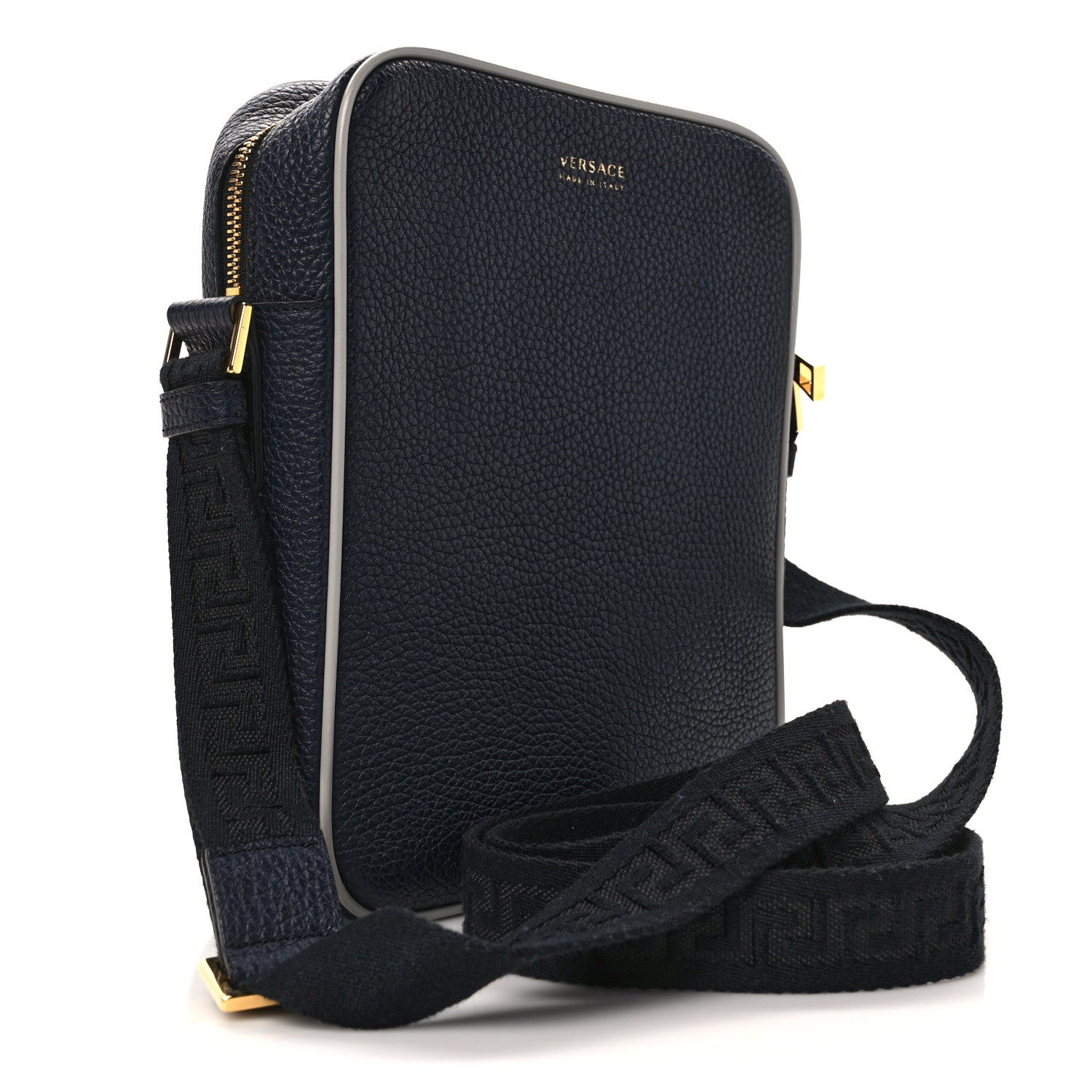 Versace Grained Calfskin Pop Medusa Messenger Bag Blue Nights Cloud 2 of 11