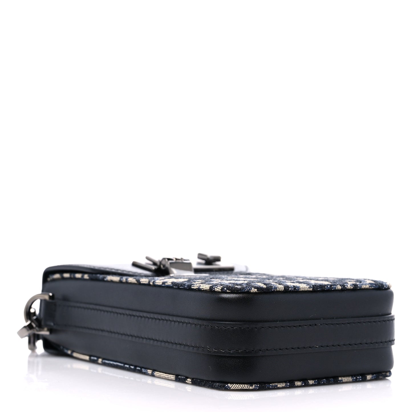 Oblique Calfskin Vertical Pouch Black