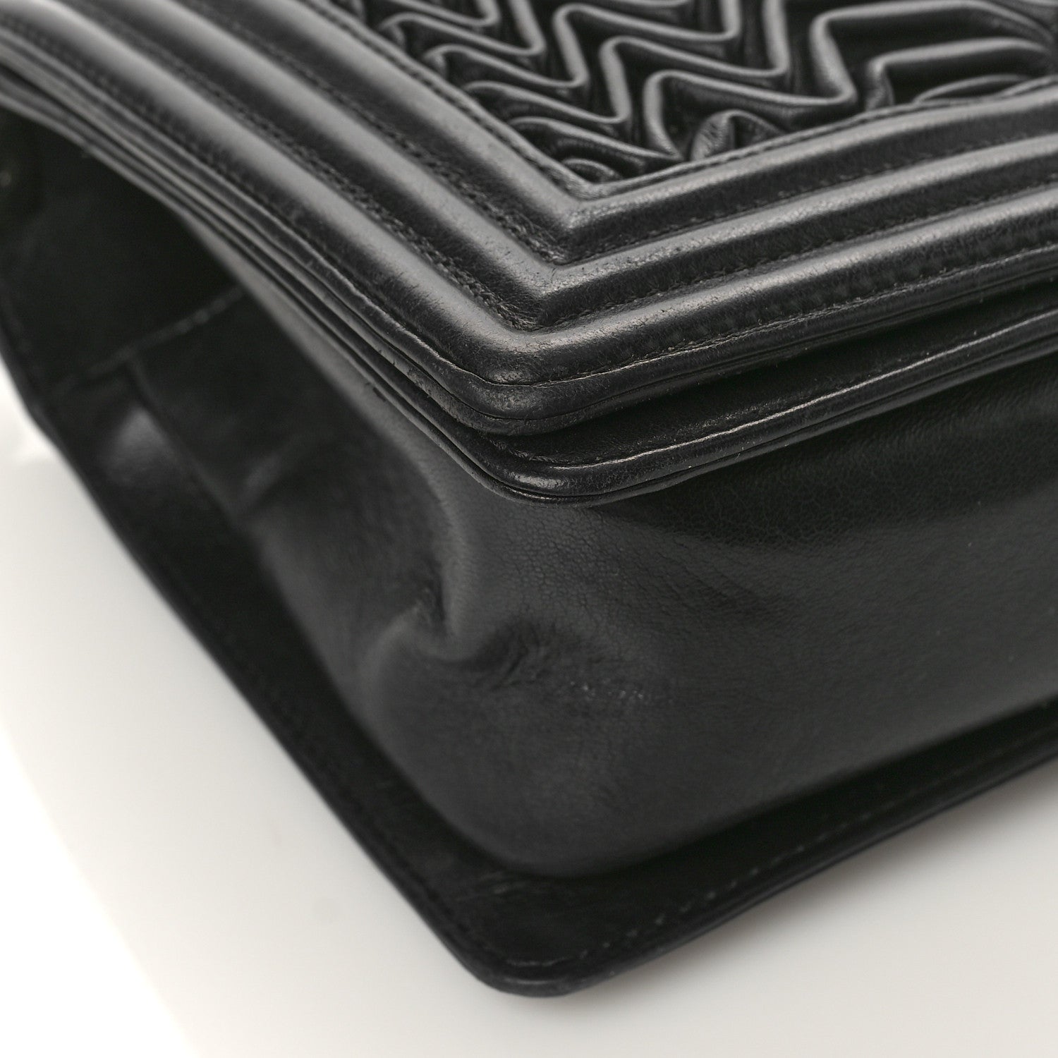Chanel Calfskin Pleated Medium Boy Flap Black 8 of 12