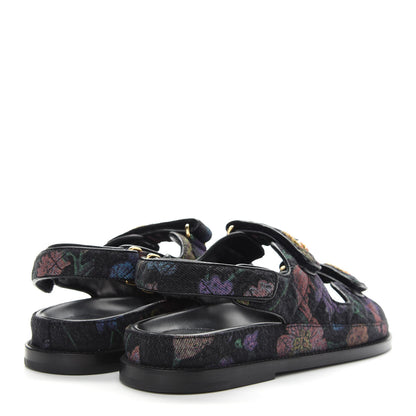 Chanel Denim Quilted Dad Sandals 38 Black Multicolor 4 of 8