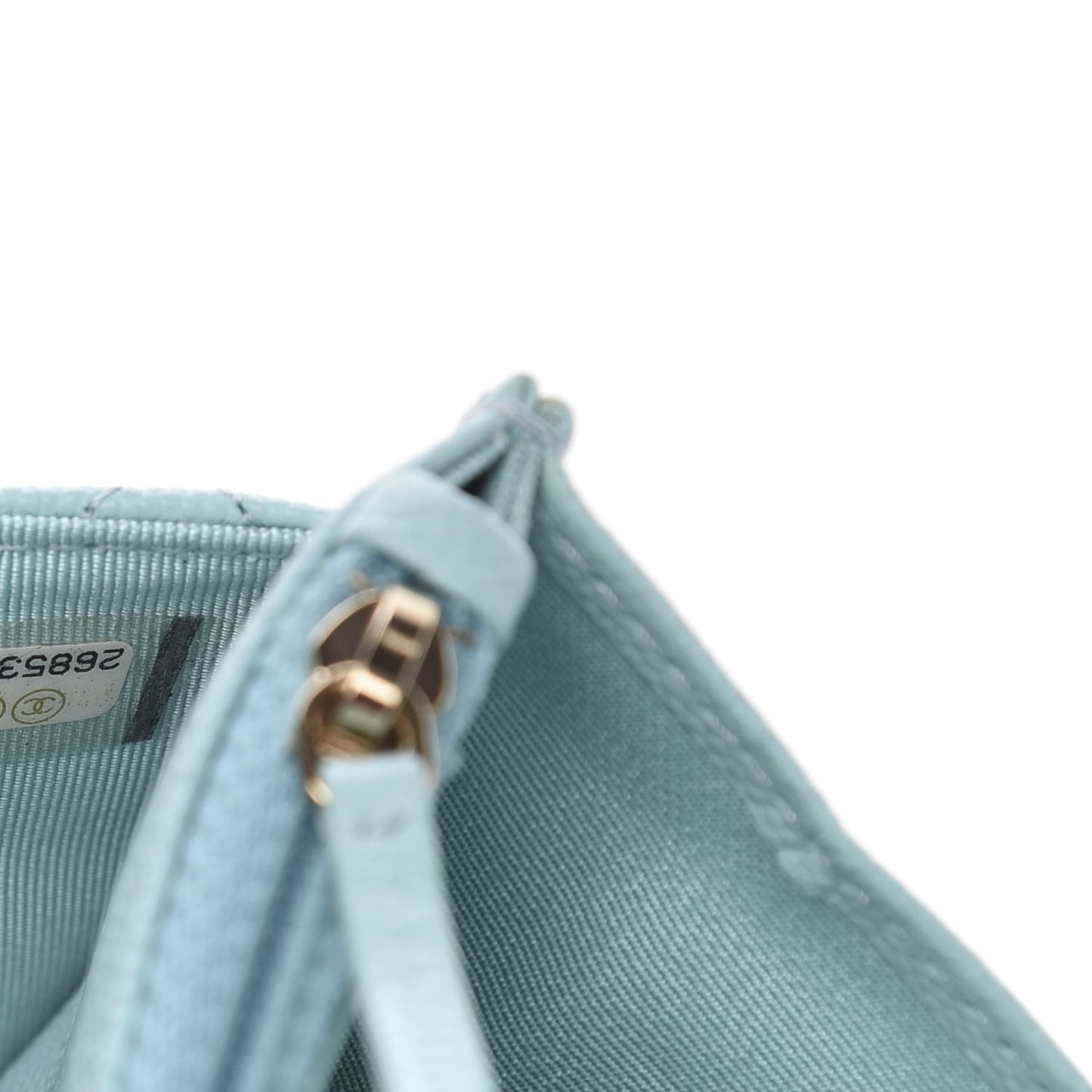 Caviar Quilted Wallet On Chain WOC Light Blue