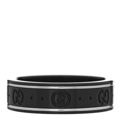 Gucci Black Synthetic Corundum 18K White Gold 4mm Icon Thin Band Ring 65 11 1 of 5