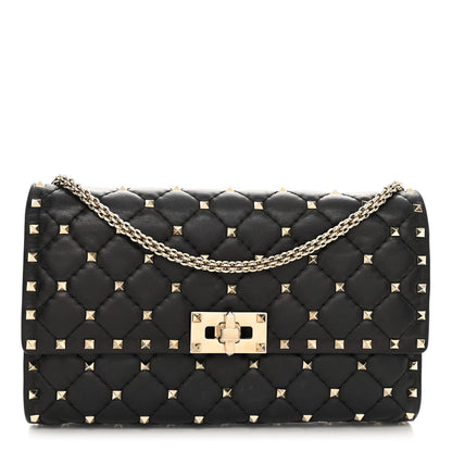 Valentino Garavani Nappa Rockstud Spike Wallet On Chain Black 1 of 11