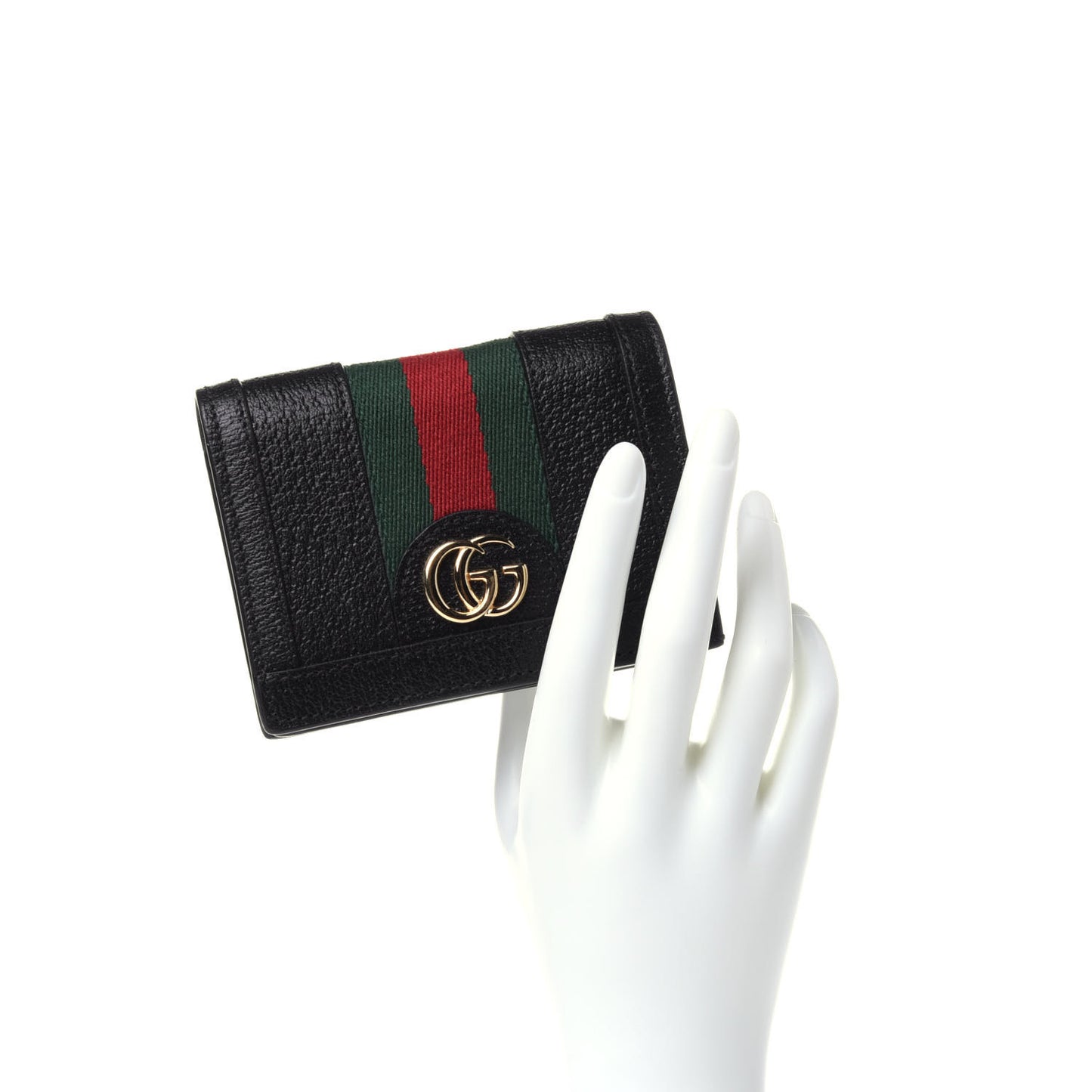 Calfskin Web Ophidia Card Case Black