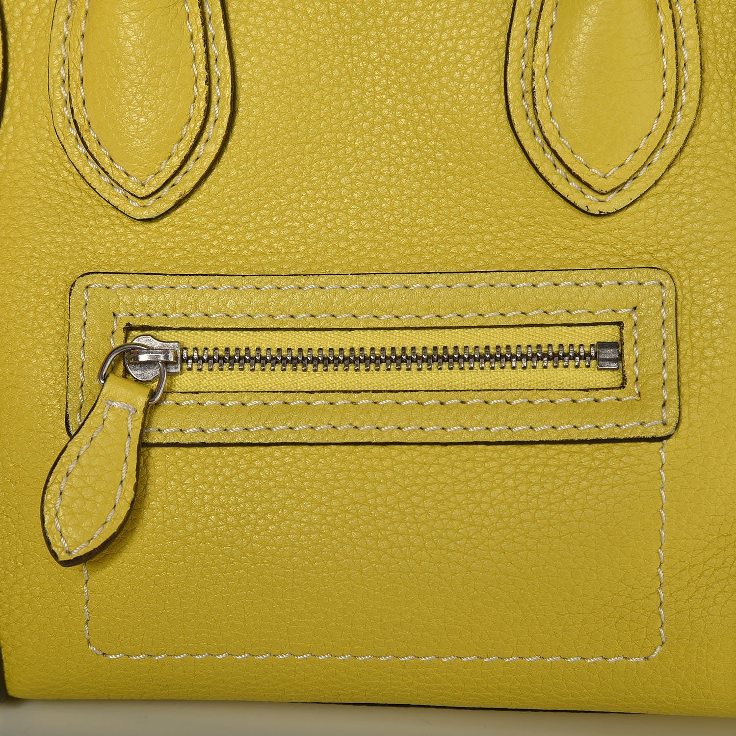 Celine Drummed Calfskin Nano Luggage Citron 10 of 17