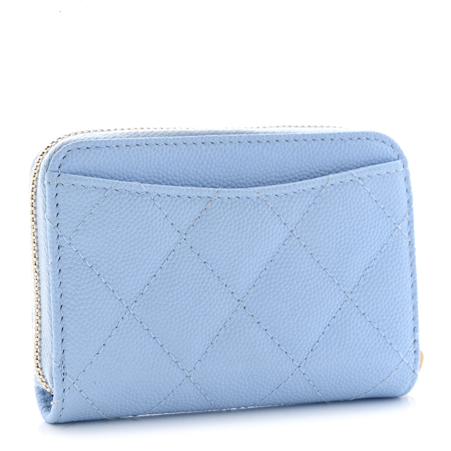 Chanel Caviar Quilted Zip Coin Purse Light Blue 3 of 7