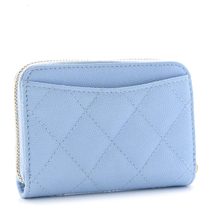 Chanel Caviar Quilted Zip Coin Purse Light Blue 3 of 7