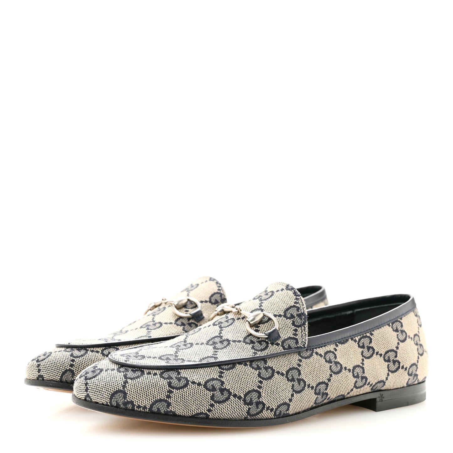 Monogram Malaga Kid Horsebit Womens Jordaan Loafers 36.5 Beige Blue